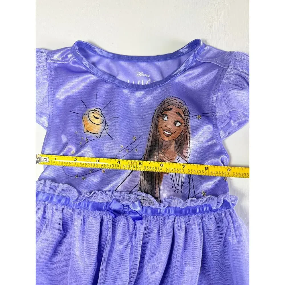 Disney Wish Asha/Star Nightgown Toddler Girls Size 5T Purple Fantasy Dress Gown